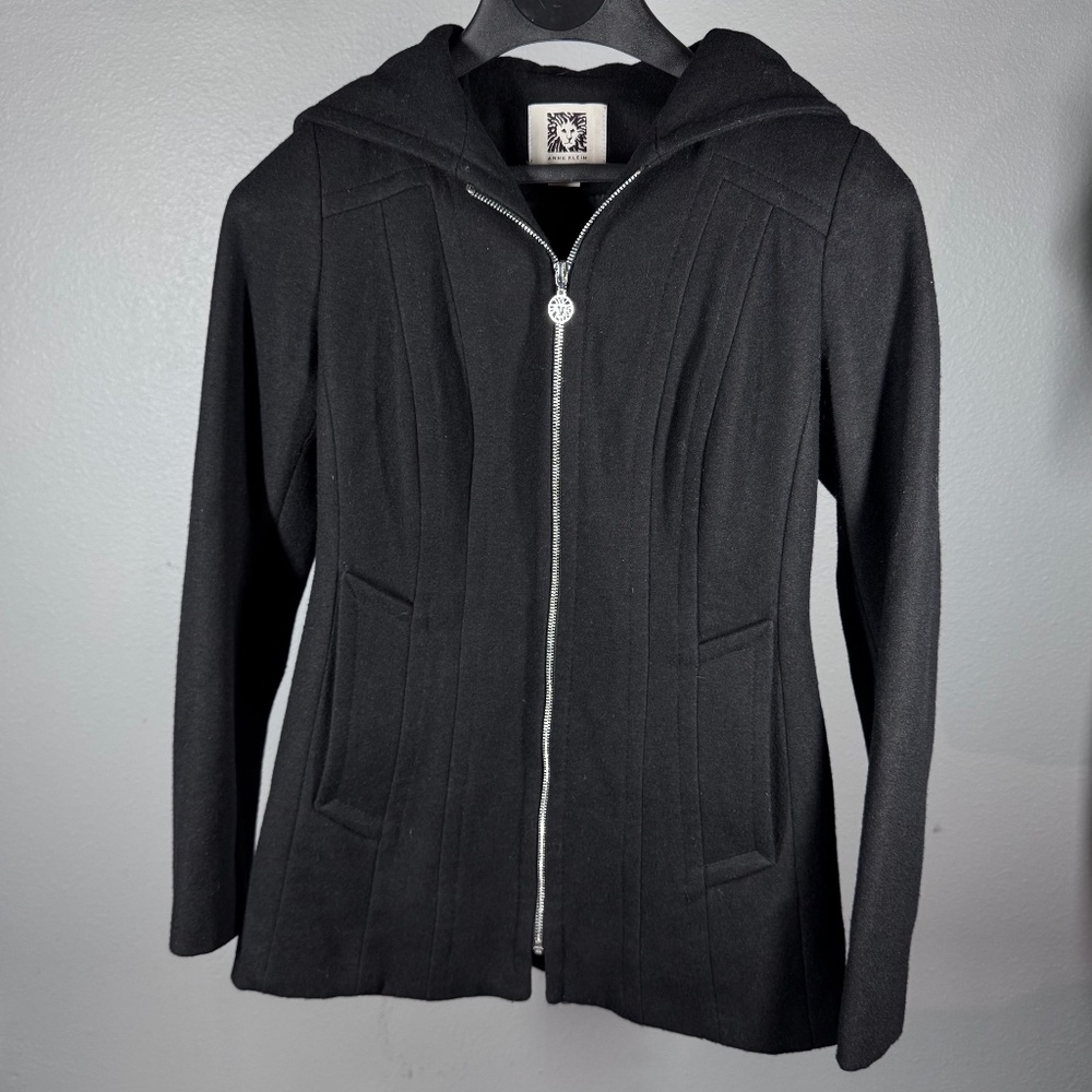 Anne Klein Wool-Blend‎ Hooded Coat – Full Zip, Lined, Classic - Women's Small